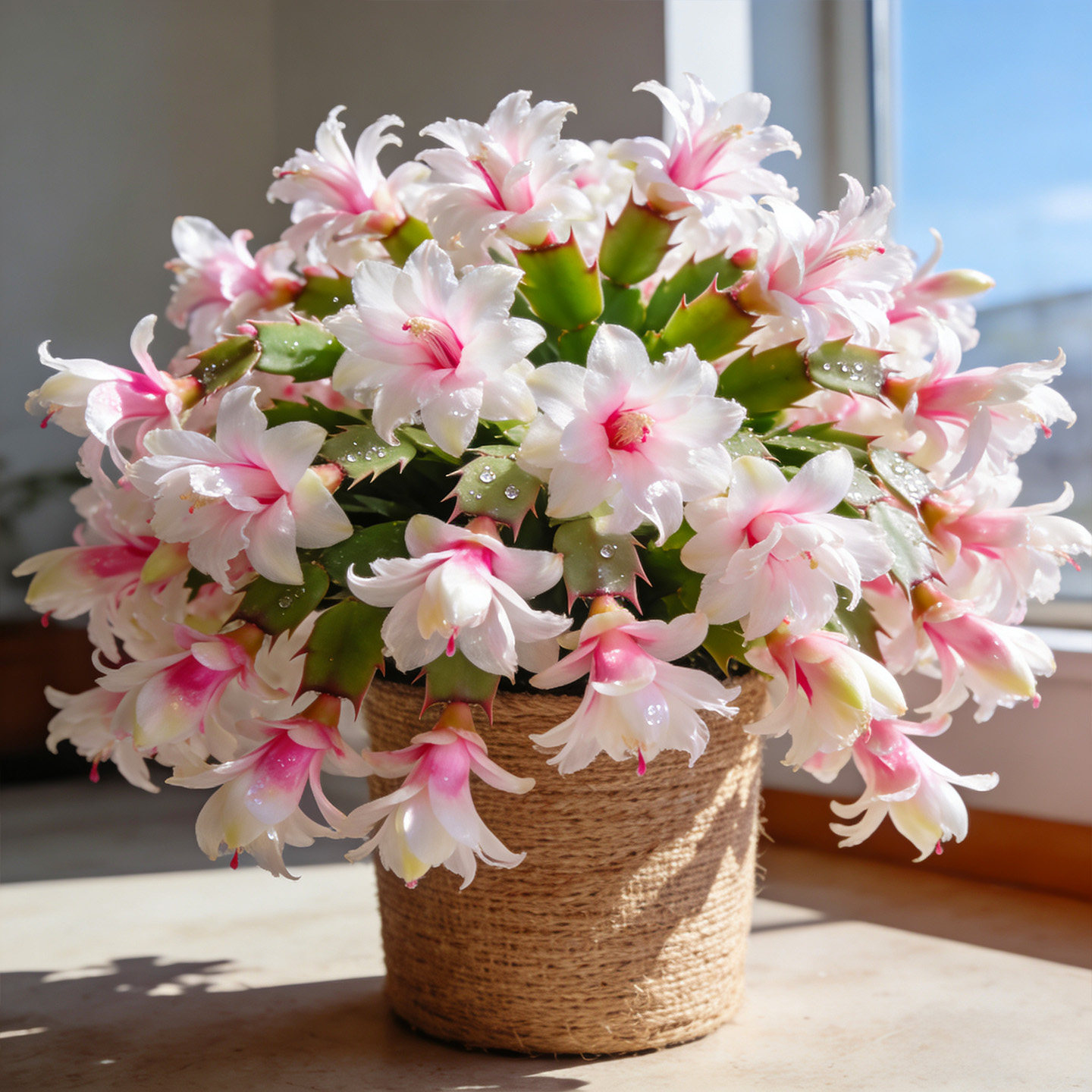 白玛丽重瓣蟹爪兰盆栽花苗带花苞多年生四季好养耐寒热阳台室内