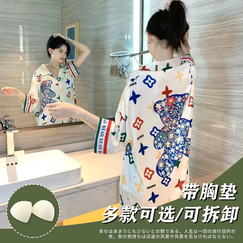 其他冰丝聚酯纤维夏季甜美睡裙