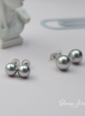 经典s925银灰小灯泡仿珍珠耳钉强光耳钉真多麻气质高级耳饰百搭女