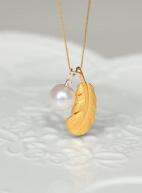 dreamwork 18k金珍珠吊坠 小红书搭配羽毛海星叠戴兔子耳朵金吊坠