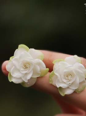 耳钉女高级感冷淡栀子花冷瓷土原创手工复古旗袍汉服耳饰气质耳钉