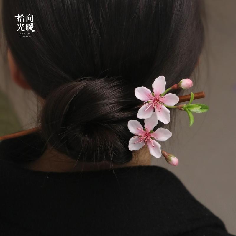 原创手工花簪拾光向暖树脂黏土