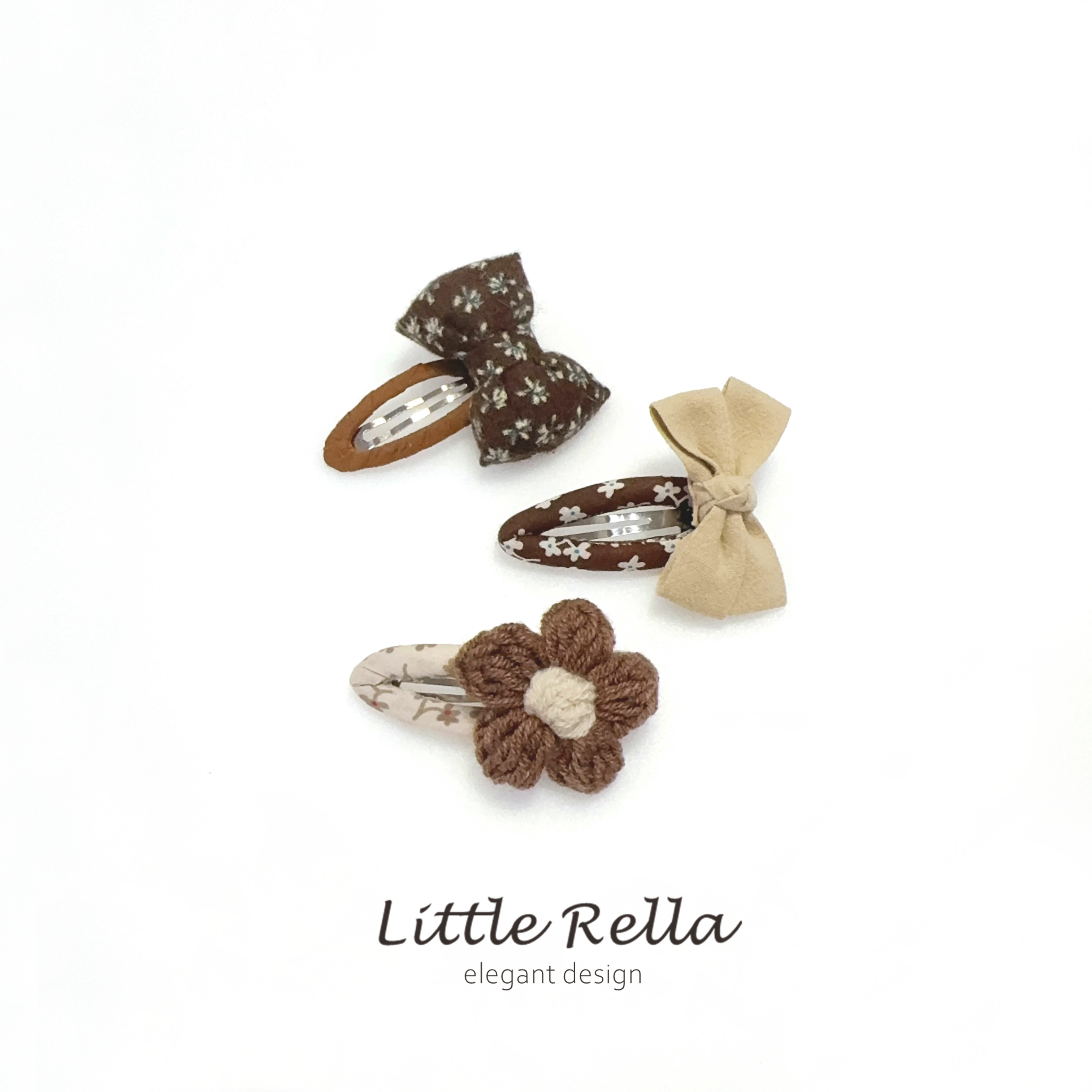 秋冬针织花朵儿童发夹组合