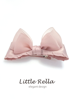 小瑞拉 韩国织带宝宝可爱全布包粉色立体蝴蝶结发夹 幼儿公主顶夹