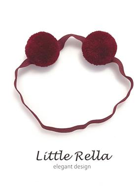秋冬酒红色毛绒球球宝宝发带 新生儿百日头饰新年圣诞