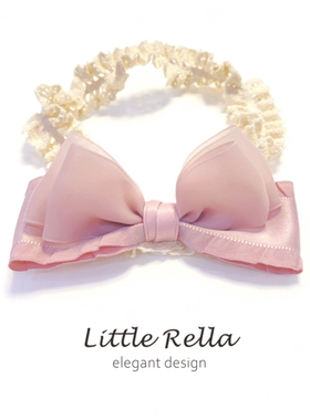 宝宝公主蝴蝶结发带新生儿女宝头饰粉色可爱洋气女童生日发饰