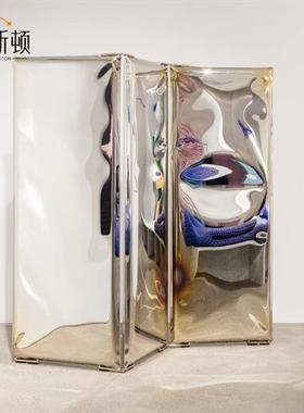 定制轻奢不锈钢雕塑落地镜面屏风装饰品客餐厅办公室酒店别墅摆件