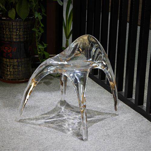现代轻奢环氧树脂椅子透明铂晶凳子网红家具设计师水晶高脚椅