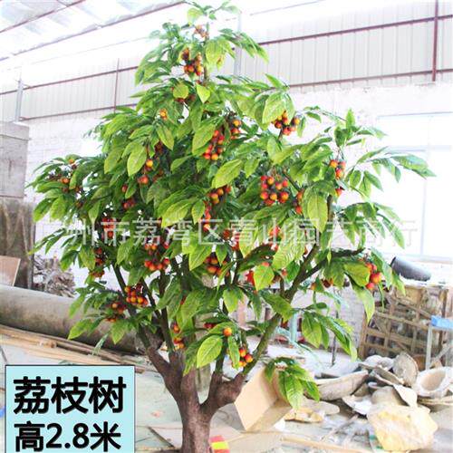高仿真荔枝树假绿植大型装饰果树展厅造型景观榕树玻璃钢仿真树