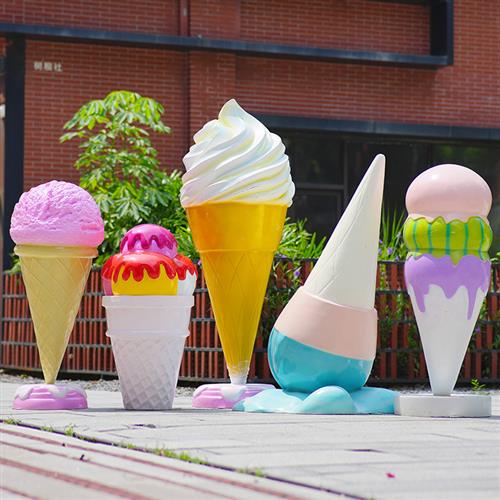 户外仿真雪糕甜品冷饮奶茶店摆件商场甜甜圈玻璃钢冰淇淋装饰雕塑