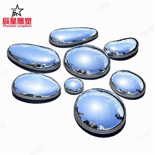 不锈钢景观鹅卵石雕塑定制公园水景广场实木坐凳种植花盆落地摆件