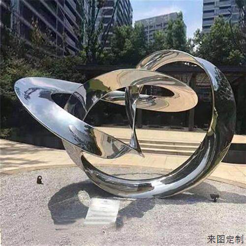 大型不锈钢景观雕塑几何发光镜面校园广场地标公园景观不锈钢雕塑