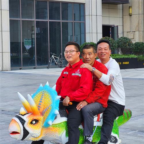 商场广场儿童恐龙电动车跑跑车亲子互动骑行游乐车可坐成人