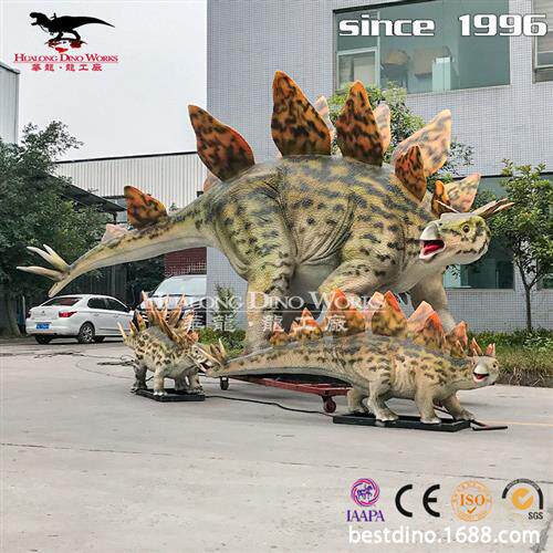 大型仿真剑龙一家文旅产业的产品恐龙亲子乐园机械硅胶电动恐龙