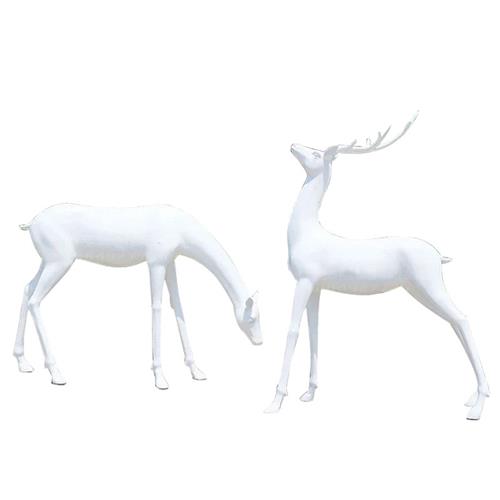 不锈钢户外仿真仿铜镂空梅花抽象卡通几何鹿玻璃钢雕塑艺术品摆件