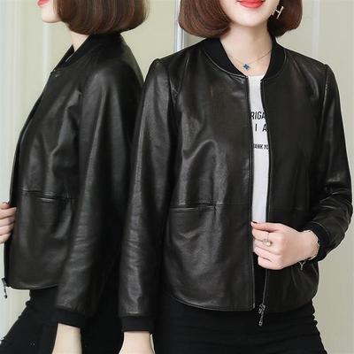 加厚夹棉高档女士皮衣外套2024春秋韩版宽松棒球服夹克短款小个子