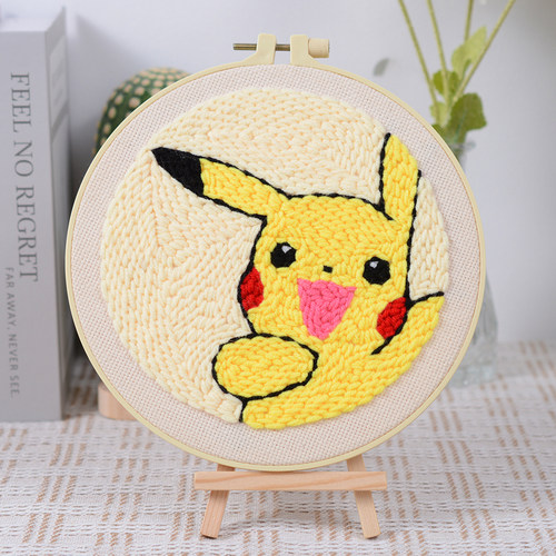 学校社团作业戳戳绣diy手工刺绣材料包可爱皮卡丘毛线解压团作