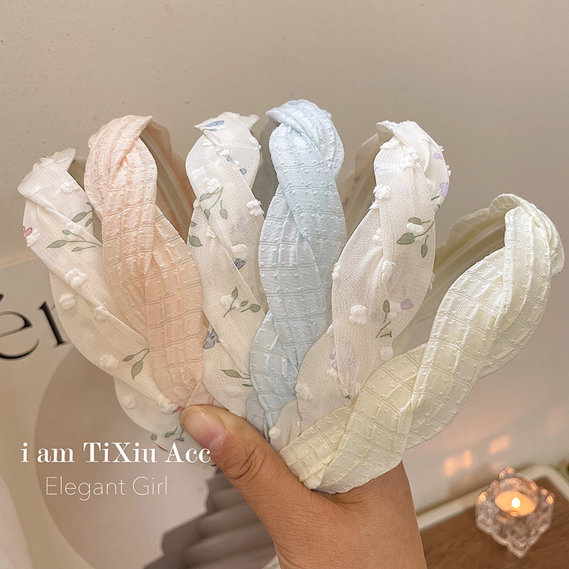 春夏少女法式纯色复古发箍女麻花碎花压发头箍网红新款发卡头饰