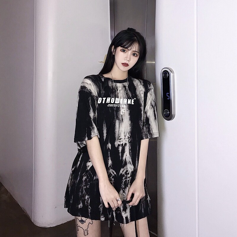 Harajuku street style cec Ultra-fire tie-dyed half sleeve T-shirt Hip hop bf Easy Short sleeved shirt ins tidein the Women's clothing/Boutique , T-shirt  category - from Buy2taobao.com to provide professional Taobao agent buy service