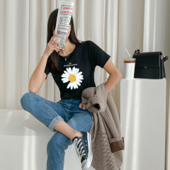 Real shot Daisy short sleeve T-shirt dyed with Korean original sheet