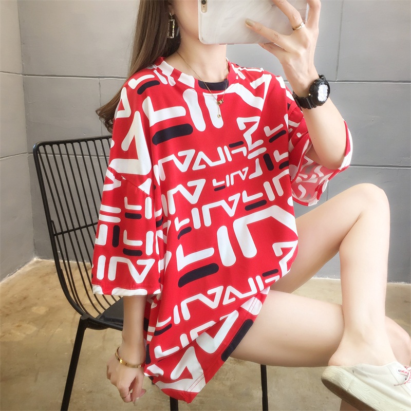 Real shot of summer new loose size big short sleeve T-shirt big size women's wear fat mm women's fashion