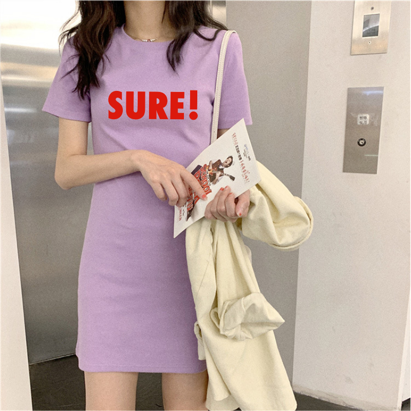 Spring / summer 2020 new Korean dress slim and slim medium length T-shirt for women
