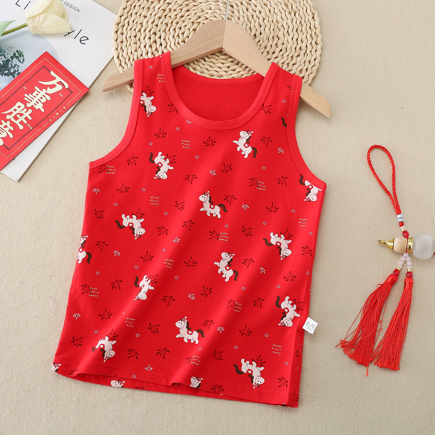 马年儿童红背心小中大童秋冬纯棉中国红莱卡棉无袖保暖背心无骨A,童装/婴儿装/亲子装,背心吊带,淘宝优惠券,粉丝福利购,淘宝优惠卷