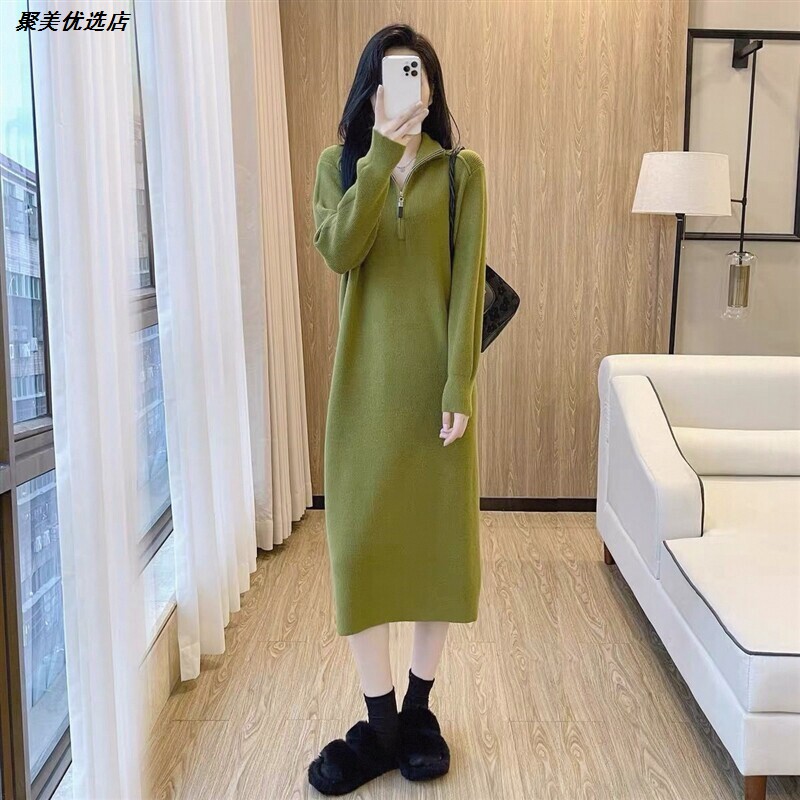 冬款新2026过膝新款连衣裙加厚时尚打底秋冬连衣裙保暖冬季年女装