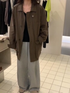 高级感穿搭!elephant正品韩系简约慵懒风工装风衣宽松百搭外套女
