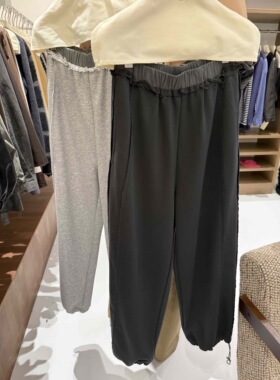 懒人裤！SEMICOLONS正品韩系拼色腰头宽松显瘦卫裤可束口休闲裤