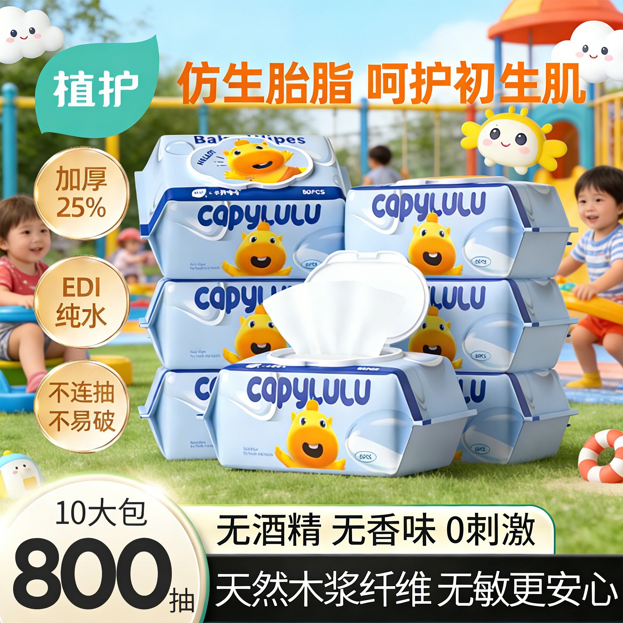 植护大包婴儿手口柔湿巾纸新生宝宝家用便携湿纸巾家庭幼儿园专用