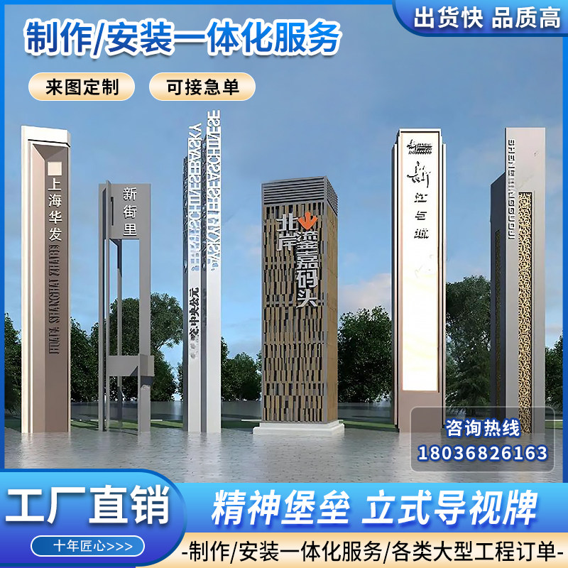 户外精神堡垒导向牌立式指示牌景区商场停车场导视标识牌立牌定制图片