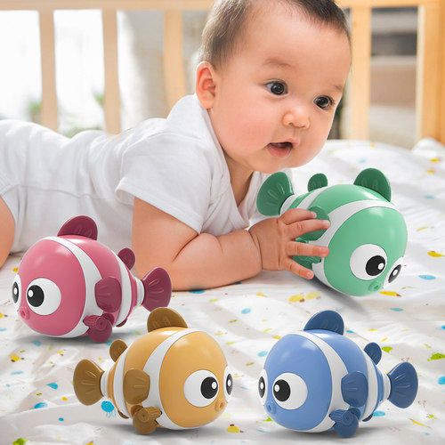 发条摇摆小丑鱼婴儿爬行引导玩具