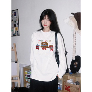 女 早秋氛围感穿搭上衣白色内搭打底衫 秋衣女外穿长袖 t恤2025新款