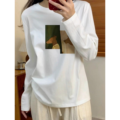 白色打底衫2025新款女春秋加绒大码胖mm遮肚子内搭上衣长袖t恤女