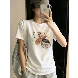 正肩白色短袖t恤女款2026新款设计感大码胖mm夏天巨好看的上衣服