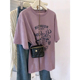 t恤女2026新款 欧货胖mm大码 纯棉短袖 夏季 多巴胺宽松紫色上衣 女装