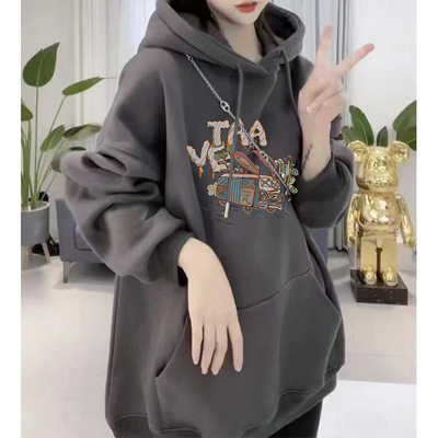 中长款卫衣女遮屁股加绒加厚