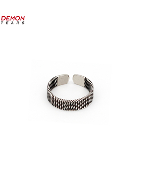 DEMONTEARS冷淡风镀银小众设计戒指个性百搭男女开口可调节指环