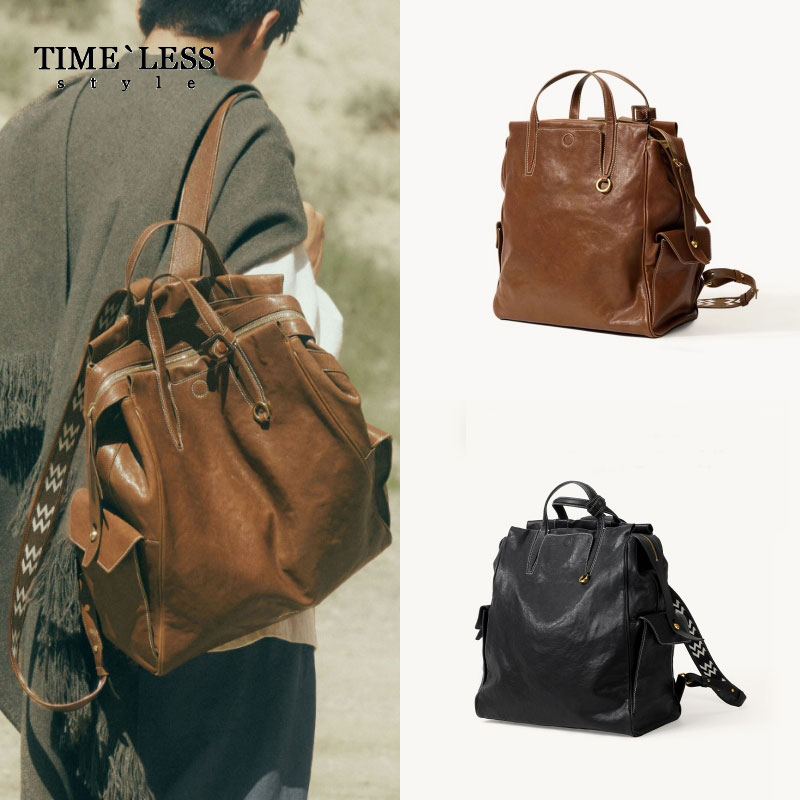 海外购原自制有song牛皮大号双肩无性别复古植鞣牛皮16寸电脑包