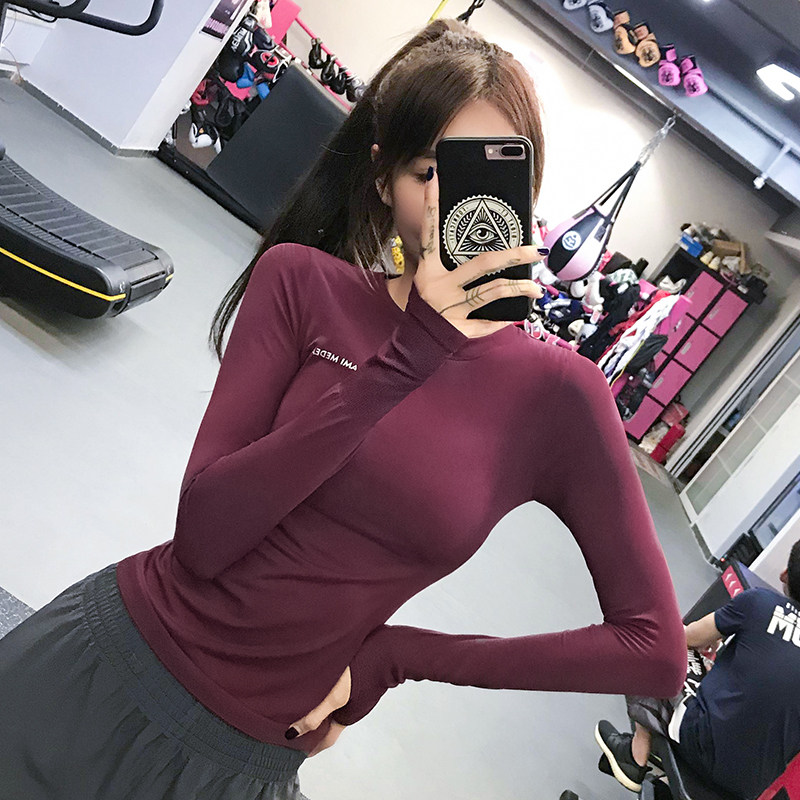 运动上衣女紧身性感显瘦跑步长袖