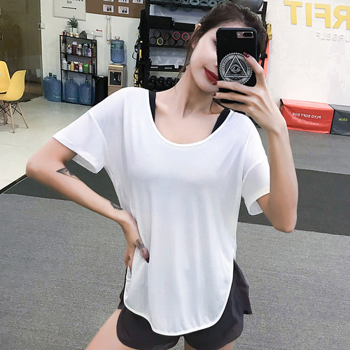 健身上衣宽松休闲运动罩衫短袖女