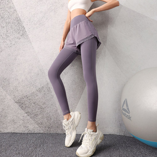 简可莉瑜伽裤假两件高腰健身裤女