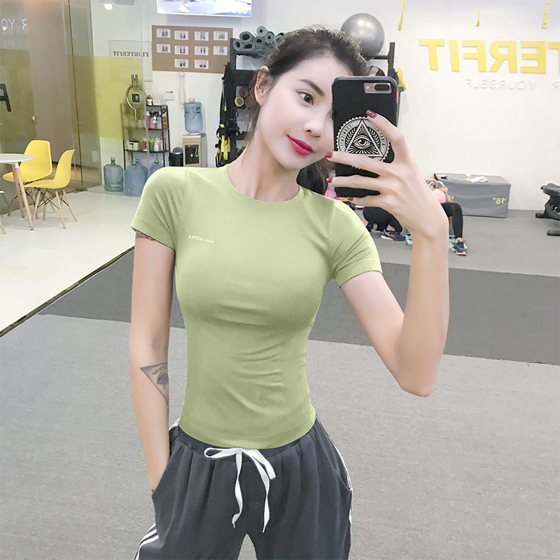 运动上衣女柔软跑步健身瑜伽短袖