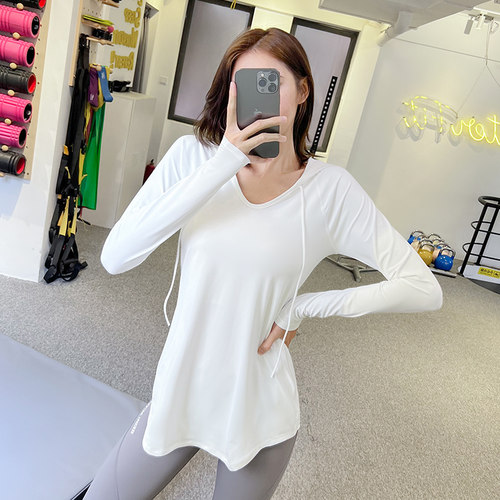 简可莉运动T恤女宽松健身服长袖