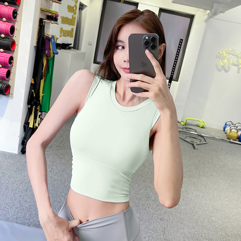 简可莉带胸垫运动背心女瑜伽上衣