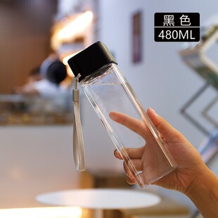 立体水壶学生ins创意耐高温太空杯子 透明方形塑料杯简约潮流个性