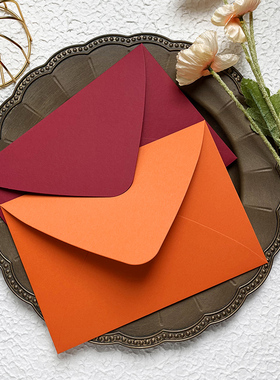 简约商务23x16cm橙色红色纯色a5信封7号信封火漆贴套餐