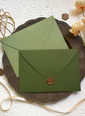 简约ins小清新牛油果绿色A5信封7号信封23x16cm可装a4纸对折定制