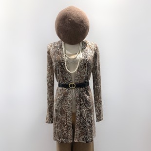 D@@摩家正品 V领纯羊毛长款开衫 14针莱恩精纺毛衣外套 女长袖春